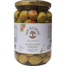 Aceitunas Verdes con Morrón Orgánicas San Nicolás 500 gr.